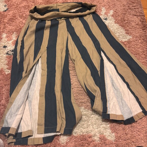 Free People Majorie High Waist Palazzo Pants Striped WideLeg Tie Boho Small READ - Picture 4 of 11